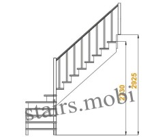 Лестница К-001м/1 Л c подступенками сосна под покраску (6уп)